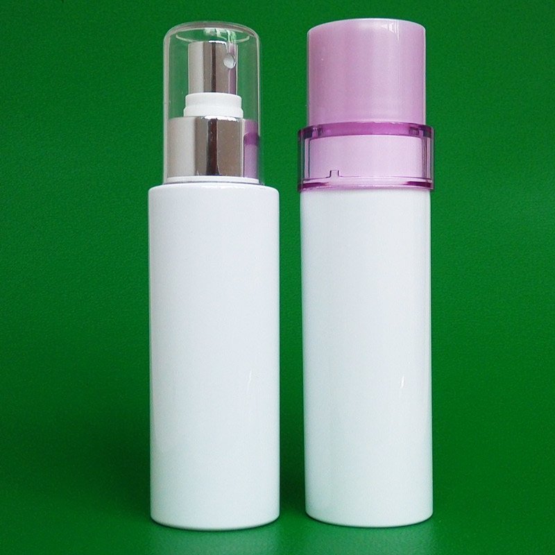 100ml cosmetic pump plastic bottle made of PET and with own print