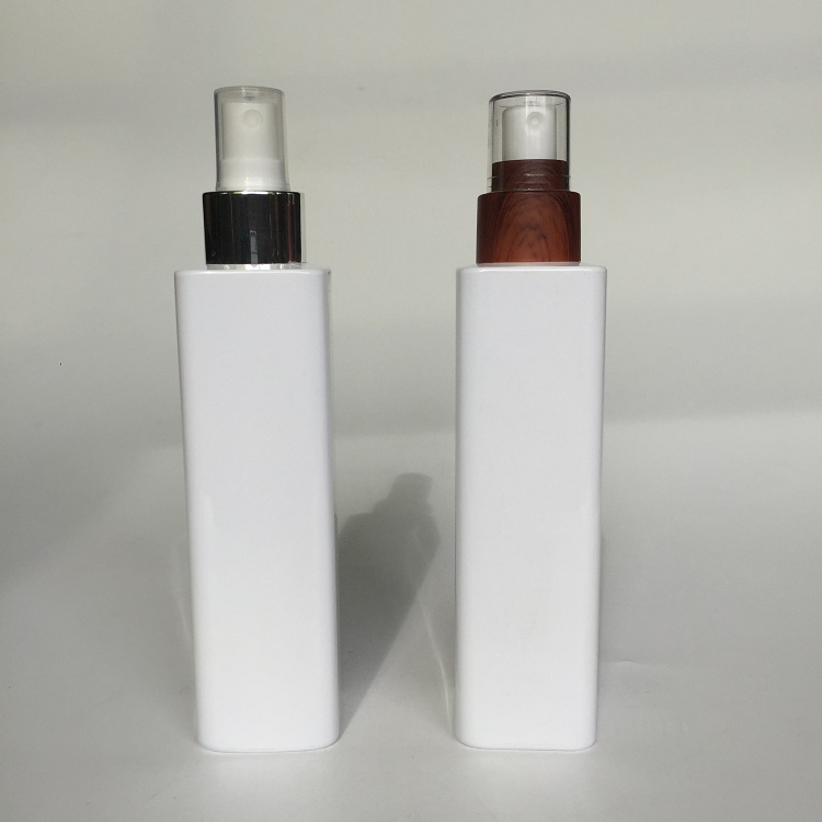 180ml PET cosmetic square bottle with spray pump