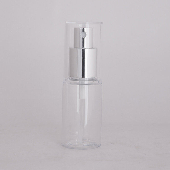 30ml clear travel cosmetic spray bottle with aluminum cap