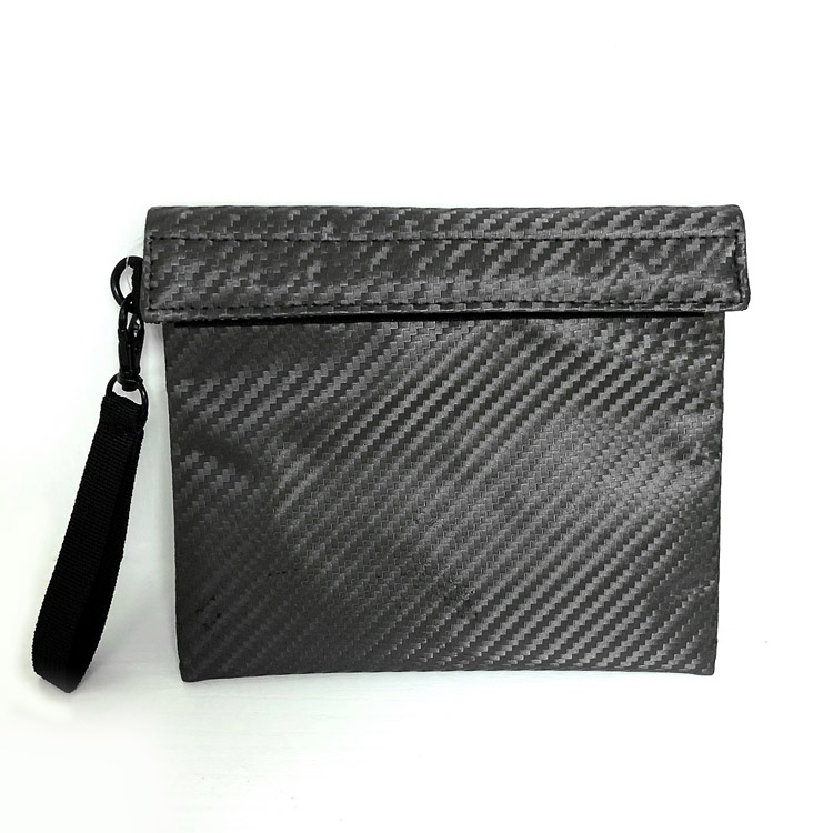 Glossy PU Leather Carbon Lined Pocket Bag Smell Proof Pouch