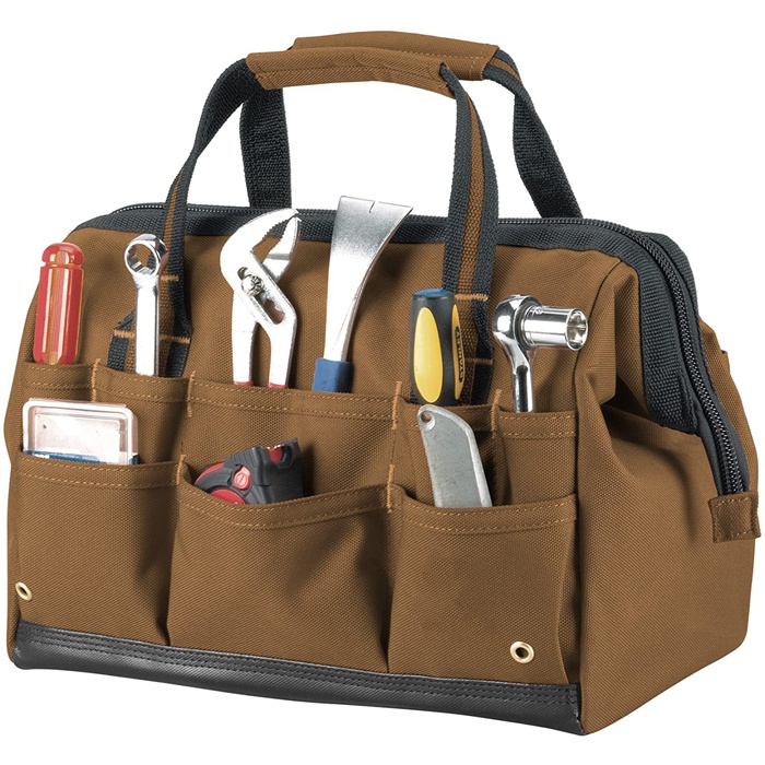 Brown Polyester Hardware Electrician Tool Tote Bag