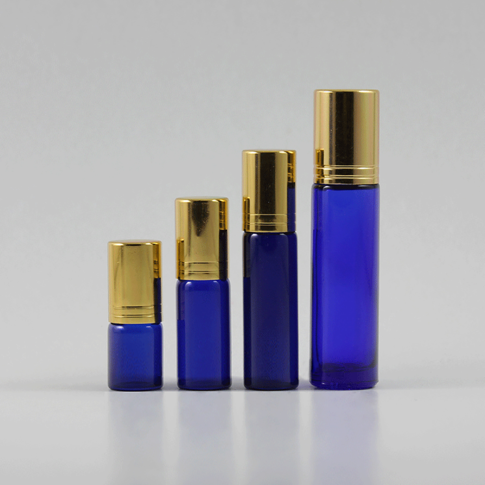 Wholesale 3ml 5ml 7ml 10ml Blue Glass Roll On Bottles for liquid cosmetics
