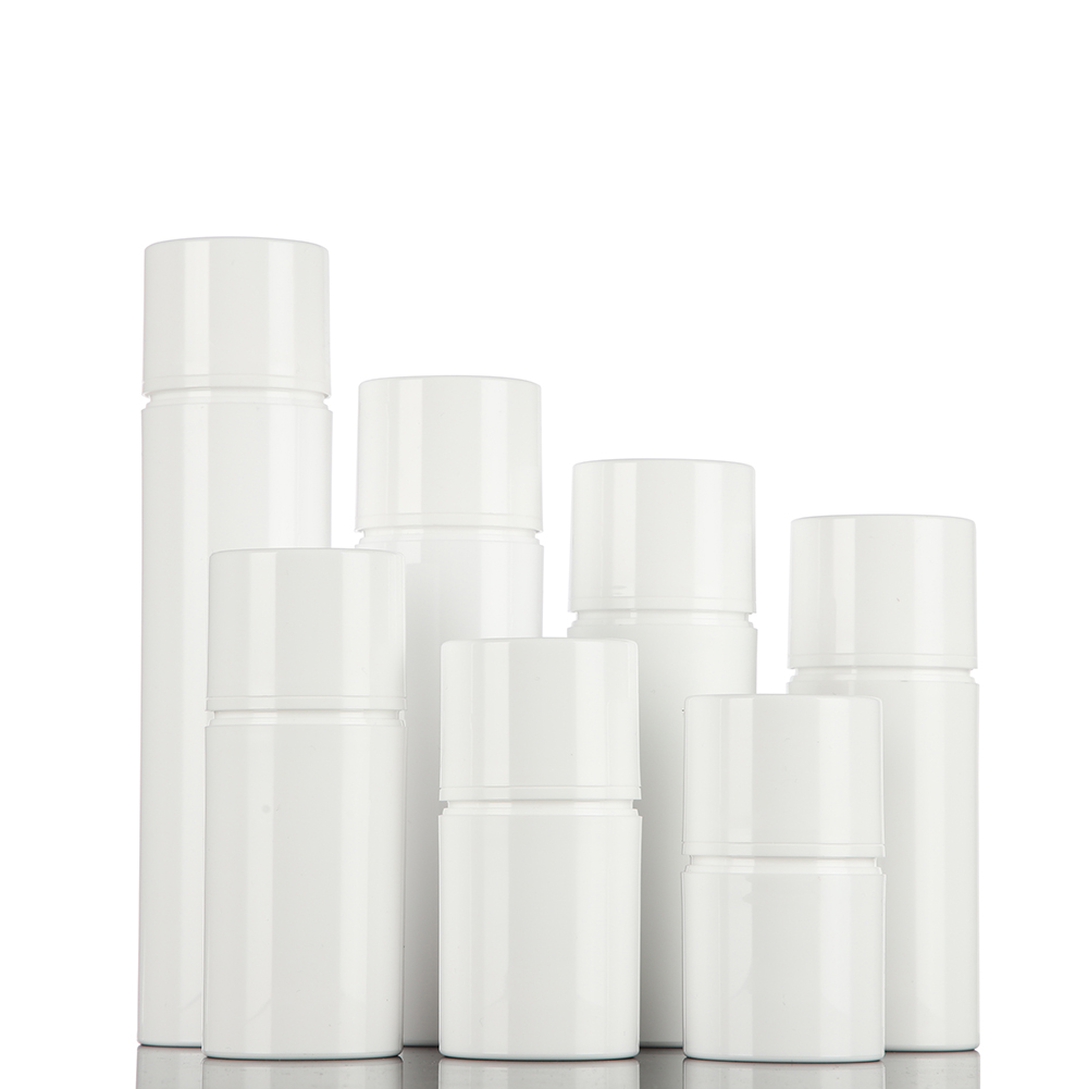 White Plastic Airless Pump Cosmetic Bottle in 30ml 50ml 80ml 100ml 120ml 150ml 200ml