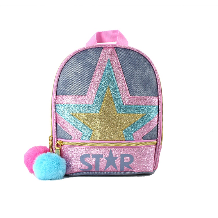 Girly Lovely Denim Material Star Kids School Backpack Kindergarten Backpack