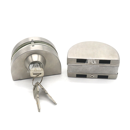 Double sided stainless steel cylinder glass door lock with copper keys