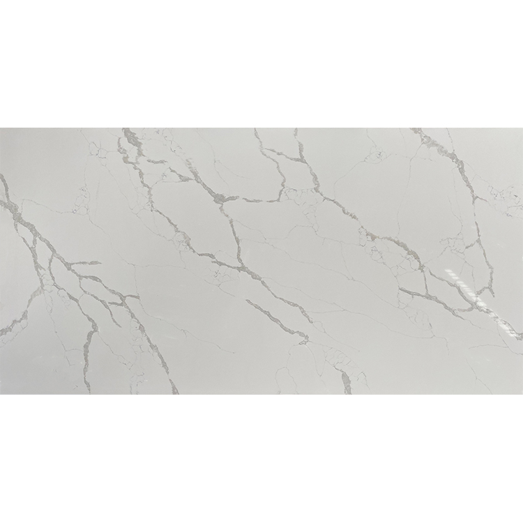 Taille de dalle de quartz en marbre blanc de veine luxueuse ALQ2012