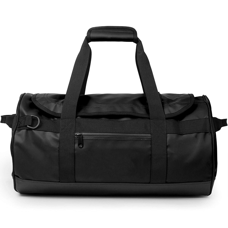Bolsa de viagem esporte preta impermeável personalizada com alças de mochila