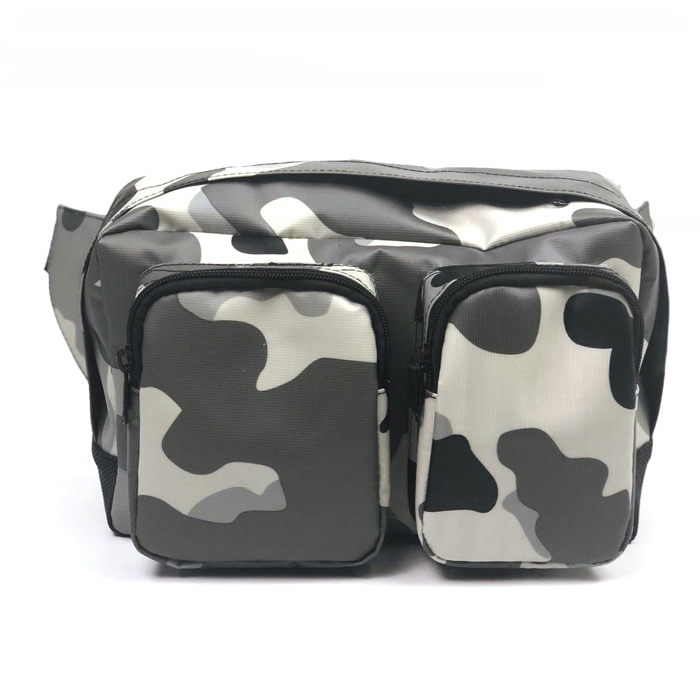 Waterproof Tarpaulin Camouflage Waist Bag Fashion PVC Water Proof Unisex Barrel-shaped Zipper
