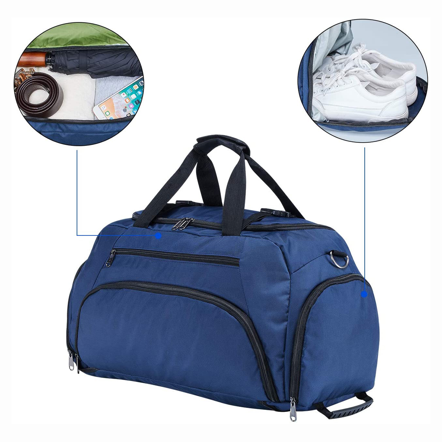 Custom 40L Gym Duffle Bag Backpack with Wet Pocket Shoes Compartment Cartoon Zipper & Hasp Polyester for Women Men Unisex CN;FUJ