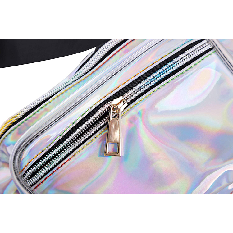 Custom Holographic Metallic Fanny Pack Waist Bag For Women Girls Fashion Water Proof Zipper