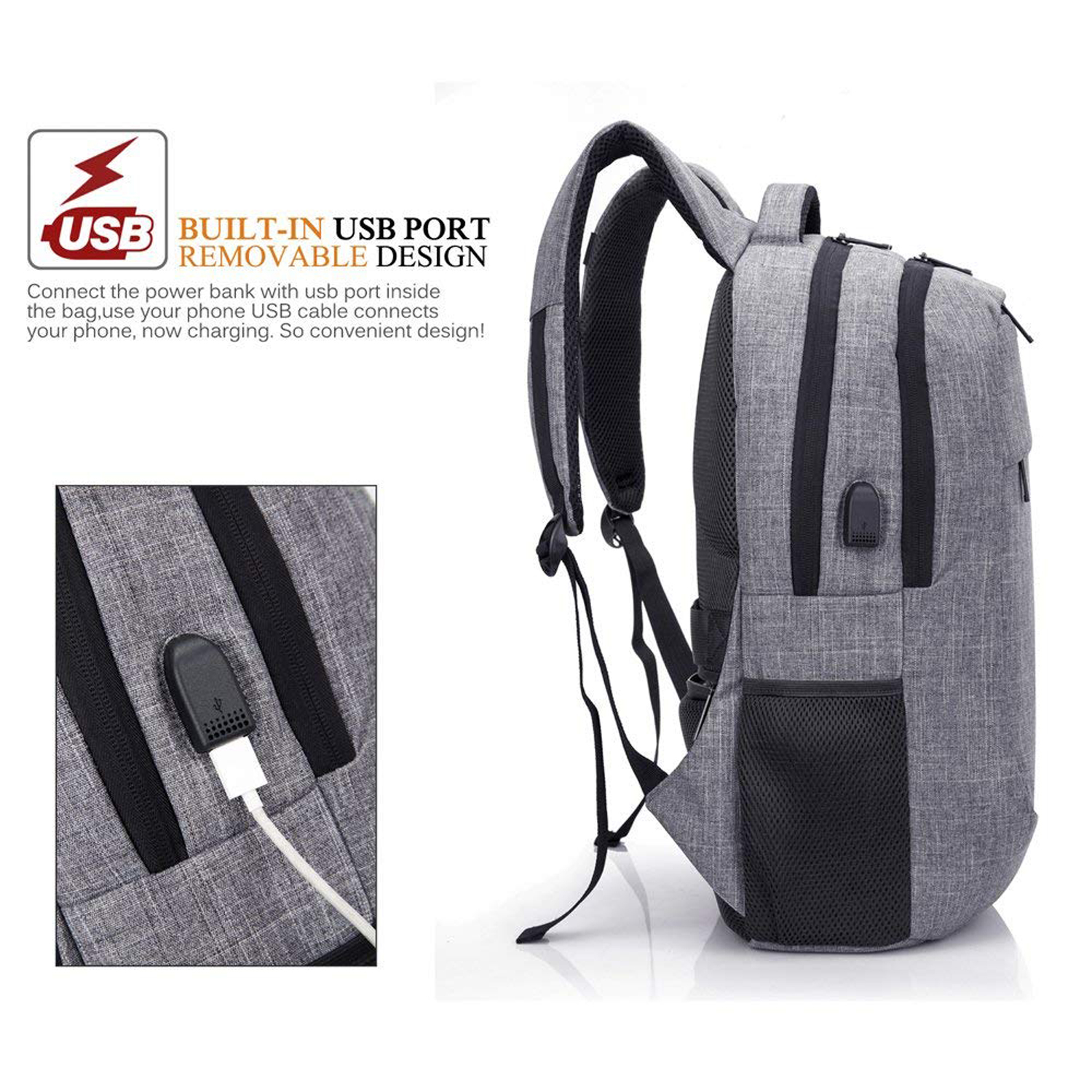 Custom Waterproof Shoulder Back Pack Laptop Backpack With Usb Anti Theft For Men