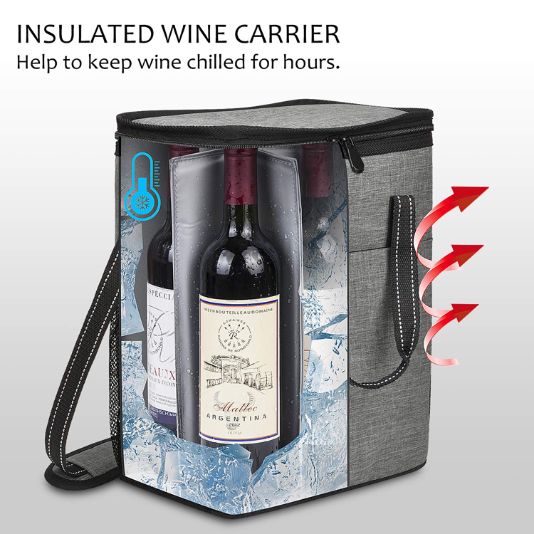 Insulated Leakproof 6 Cooler Bottle Wine Bag Picnic Coller Bag