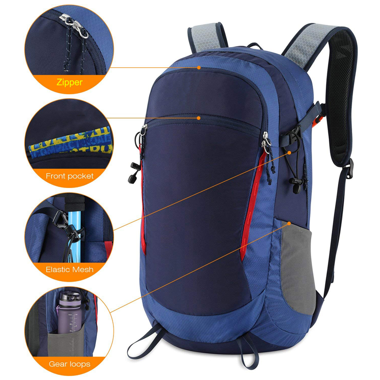 Multifunctional 30l Small Travel Hiking Backpack With Rain Cover Waterproof Polyester Outdoor Oem Unisex Solid Zipper Softback