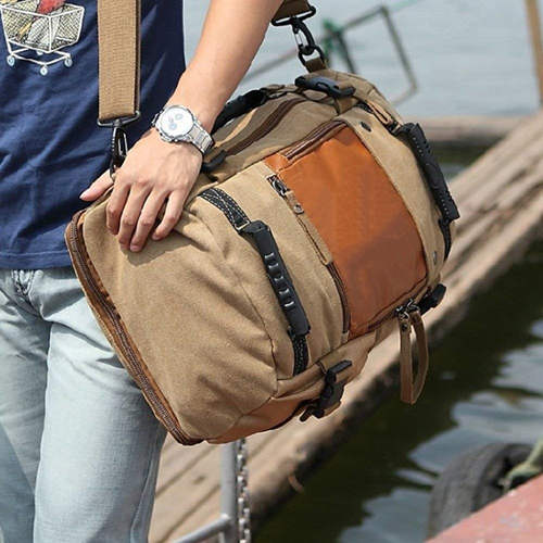 Camping Outdoor Canvas Travel Backpack Rucksack For Man Women