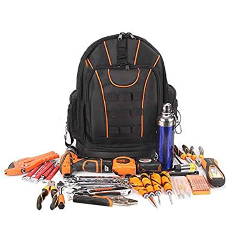 Large Capacity Electrician Tool Backpack With Reinforced Rubber Bottom