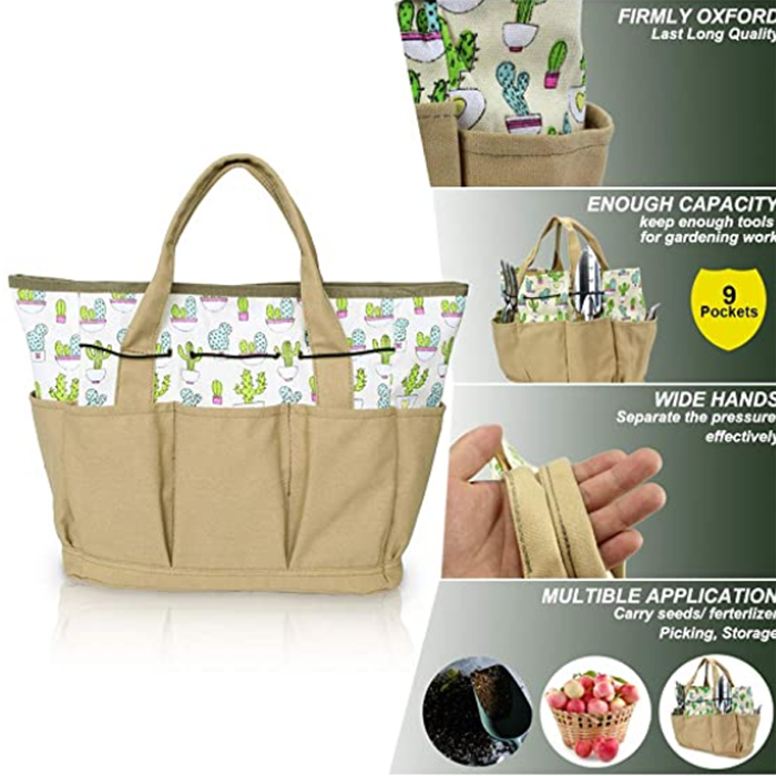 Garden Tools Bag - Gardening Storage Tote with Pockets for Women/Men's Garden Work, Good Ox-Ford Organizer Keep Tools Neaty