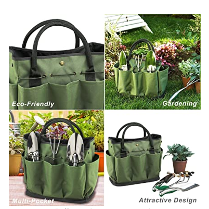 Gardening Tote Bag Tool Kit Holder Bag Compact Hand Tool Gardeners Storage Bag Tote Organizer Yard Plant Tool Carrier Bag Pouches