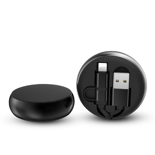 2 in 1 Round Retractable reel usb charging and data cable