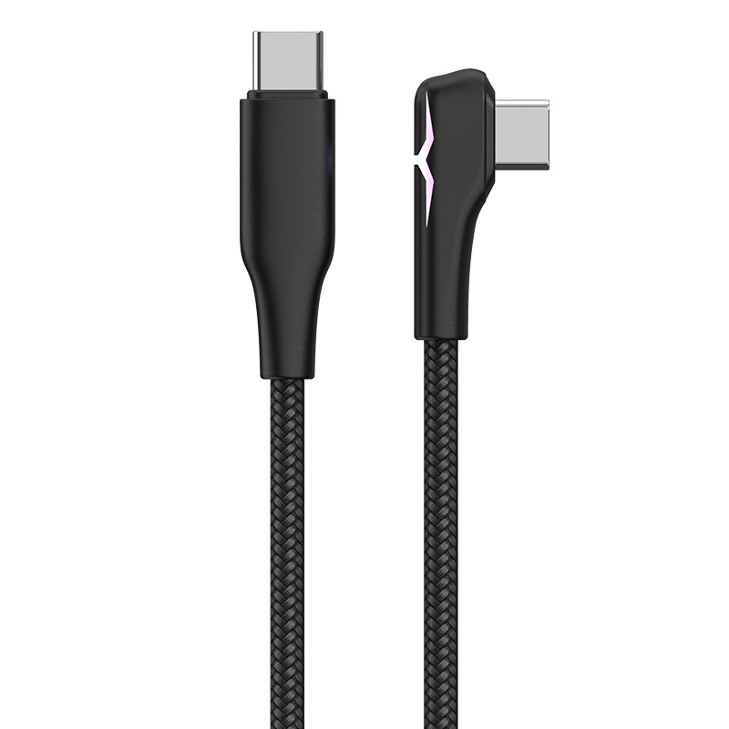 Hot sell PD 60w 90 degree elbow design TPE material LED c to c quest 2 vr usb cable