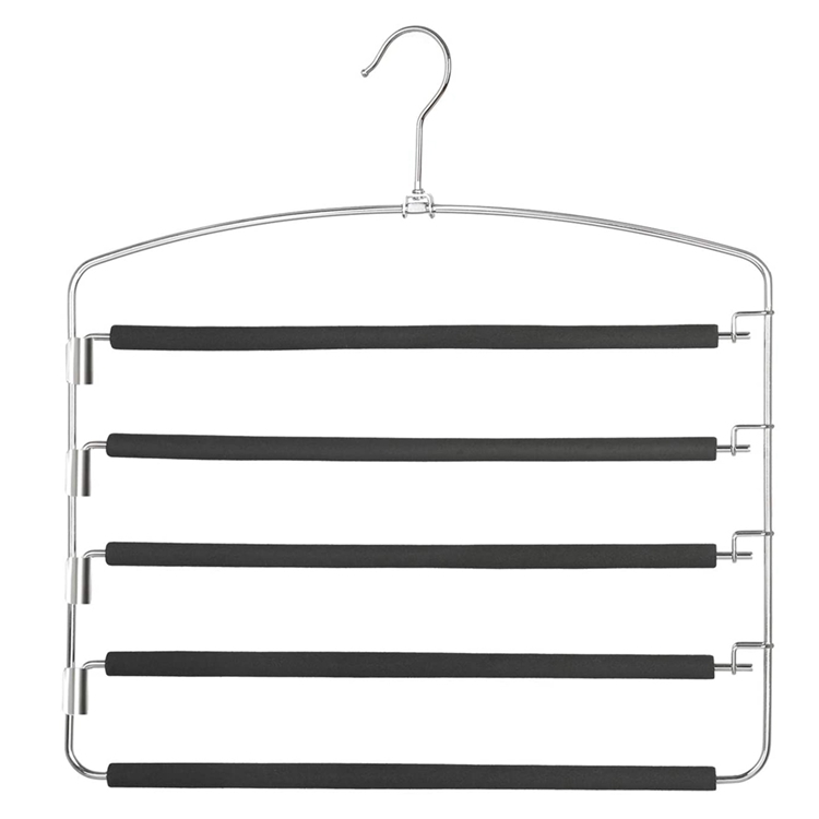Pants Hangers 5 Layers Stainless Non-slip Closet Storage Organizer For Pants Jeans Trousers Skirts Scarf Ties Towels