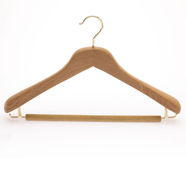 Deluxe Wooden Hangers ,Clothes Suit Jacket Hanger with Velvet Non Slip Pant Bar