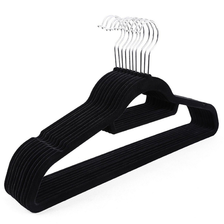 Heavy-duty Non-slip Velvet Suit Hangers Black Space Saving Clothes Hangers