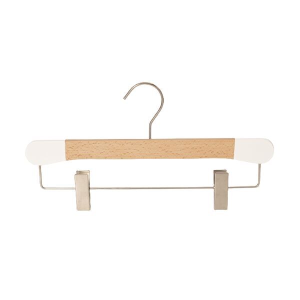 Solid Wooden Hanger With Pants, Non Slip Trousers Hangers With Metal Anti-wrinkle Rubber Clips