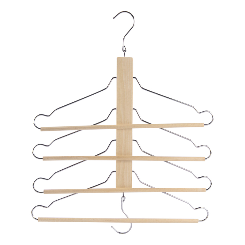 Pants Hangers Space Saving Wooden Space Saving Clothes Hangers 4-Tier for Trouser Jeans Scarf, Pants Multi Hanger