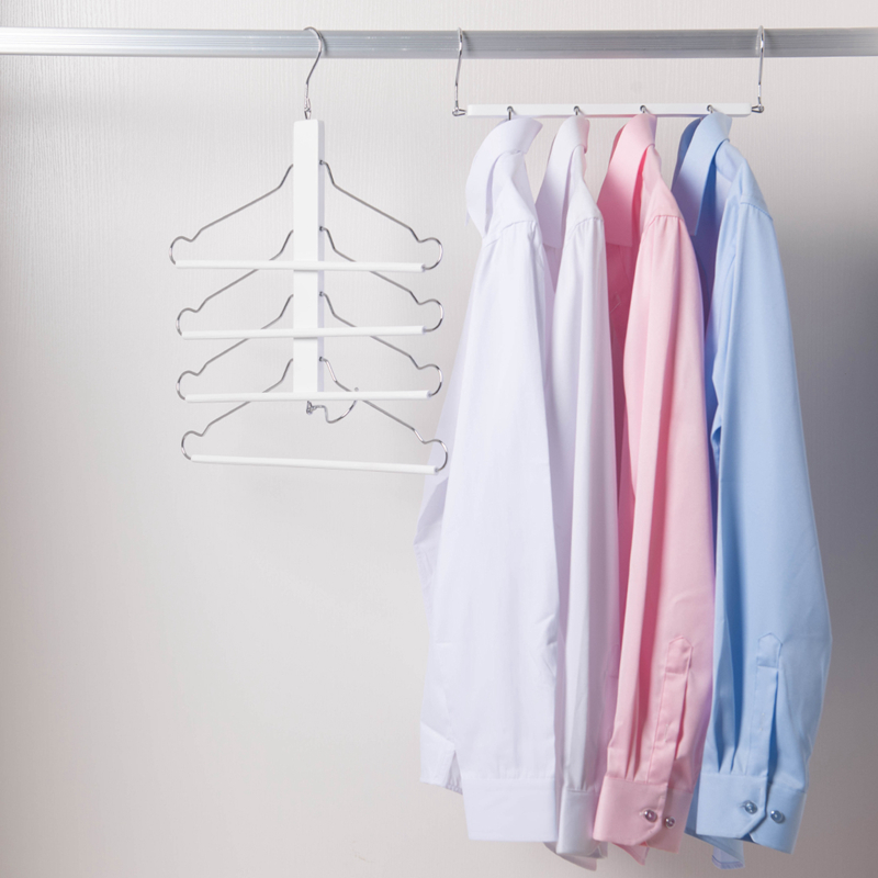 White Pants Hangers Space Saving Wooden Space Saving Clothes Hangers 4 Tier For Trouser Jeans Scarf Pants Multi Hanger