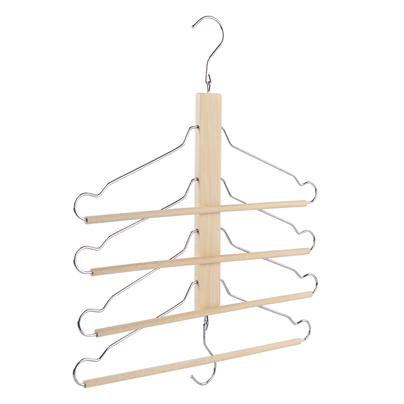 4 Layers Two Hooks Natural Wooden Pants Hanger White Color Pants Hanger Men Pants Hangers Deluxe Pants Hanger