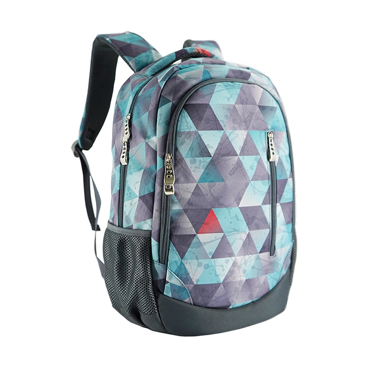Large Capacity Double Compartment Boy Fashion Grey Triangle Backpack School Backpack