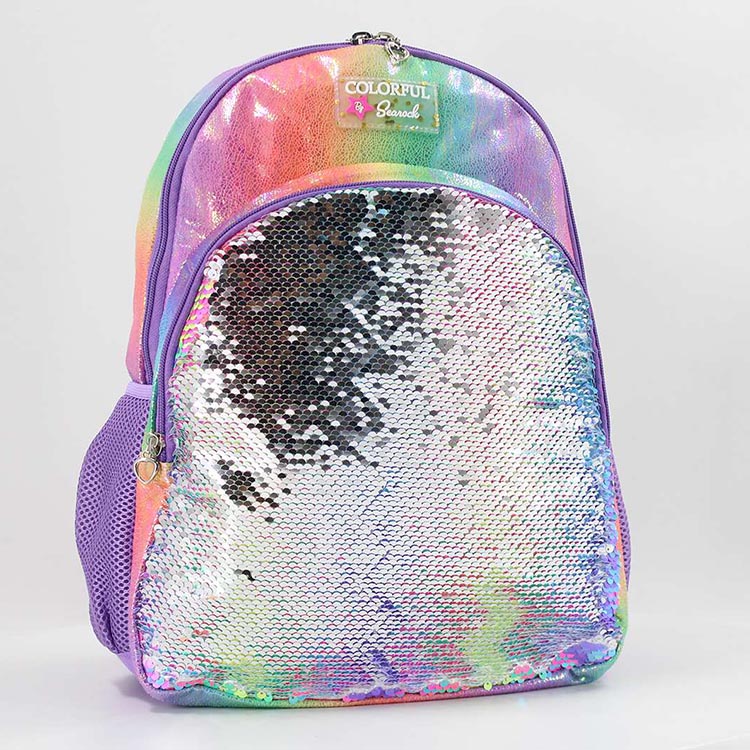 Colorful Gradient Leather Sequin Kids Backpack School Backpack Backpack For School