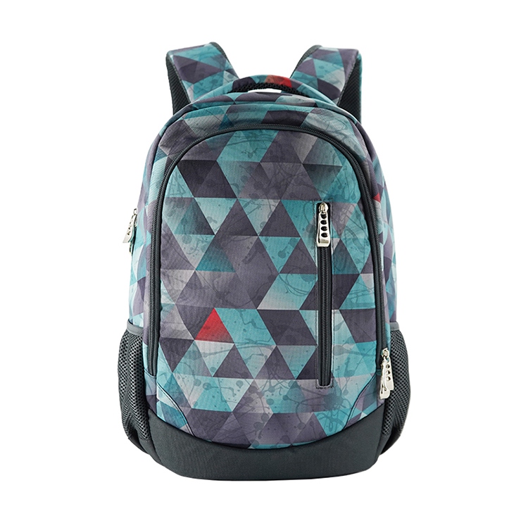 Mochila gris de la escuela de la mochila del triángulo de la moda del muchacho del compartimiento doble de gran capacidad