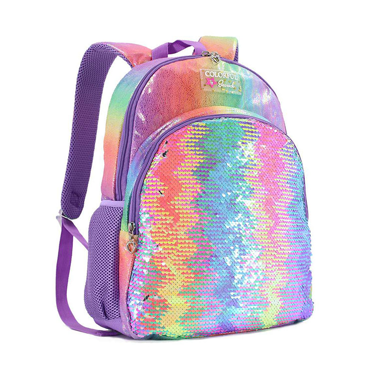 학교를 위한 다채로운 그라데이션 가죽 스팽글 아이 책가방 학교 책가방 책가방