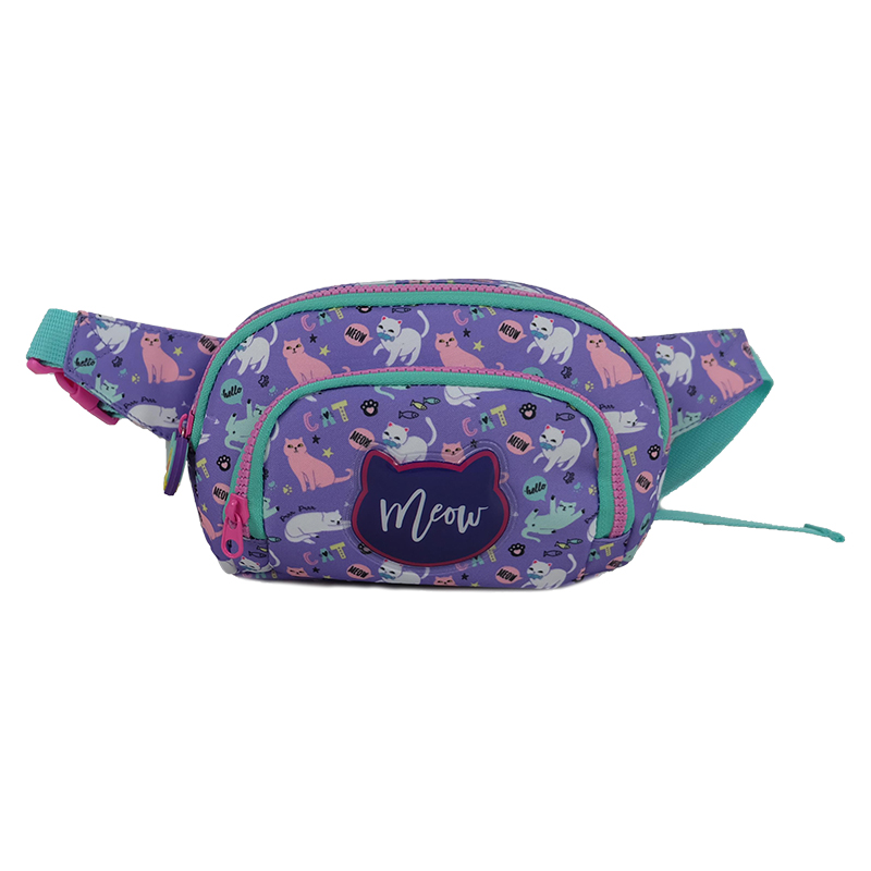 Small Cute Cats Pattern Polyester Function Kids Waist Bag