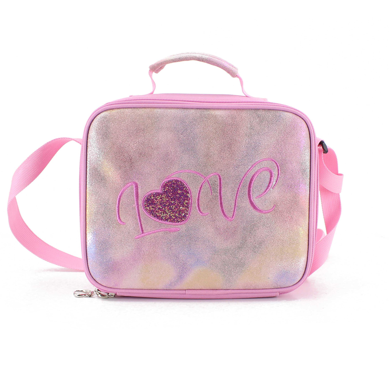 Simple Design Pink Love Girl Insulated Lunch Bag Kids Lunch Bag