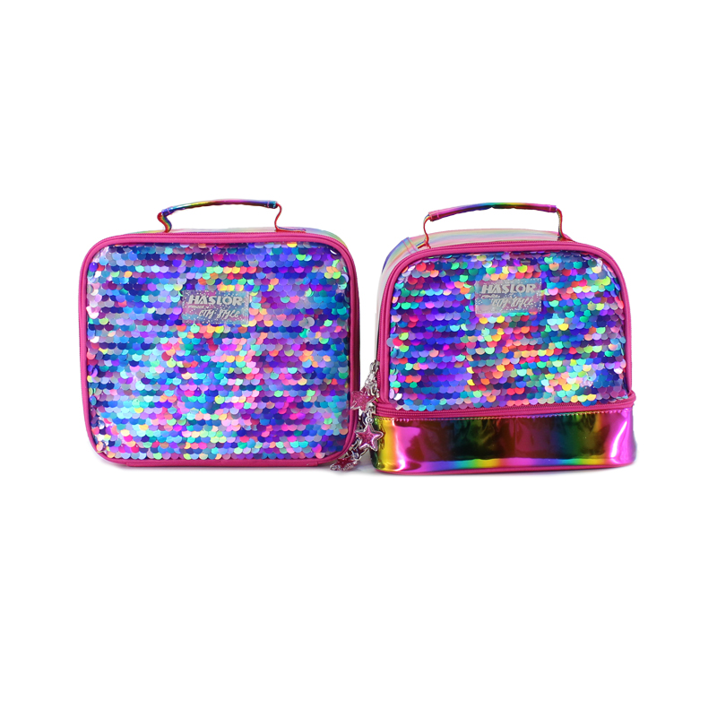 Purple Sequin Design Multiple Colors Insulated Kids Lunch Bag