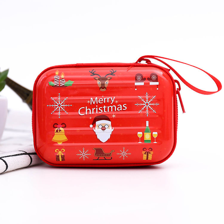 Creative cartoon tinplate Coin wallet Mini Portable Christmas Zipper earphone bag Key coin bag