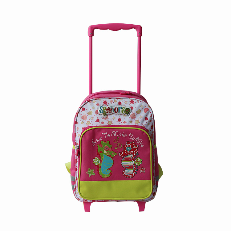 cute kids school bag with wheels trolley school bag