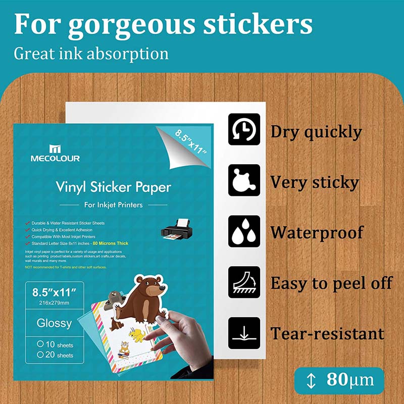 mecolour premium printable vinyl sticker paper for cricut glossy white