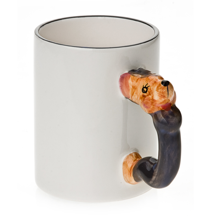 11oz White Ceramic Mug With Custom Mouse Handle