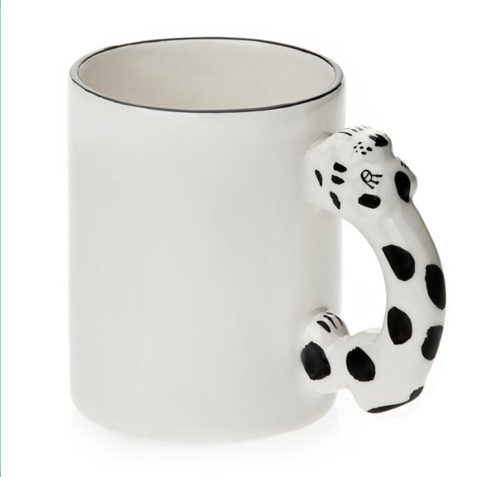 11oz White Ceramic Mug With Custom Dog Handle