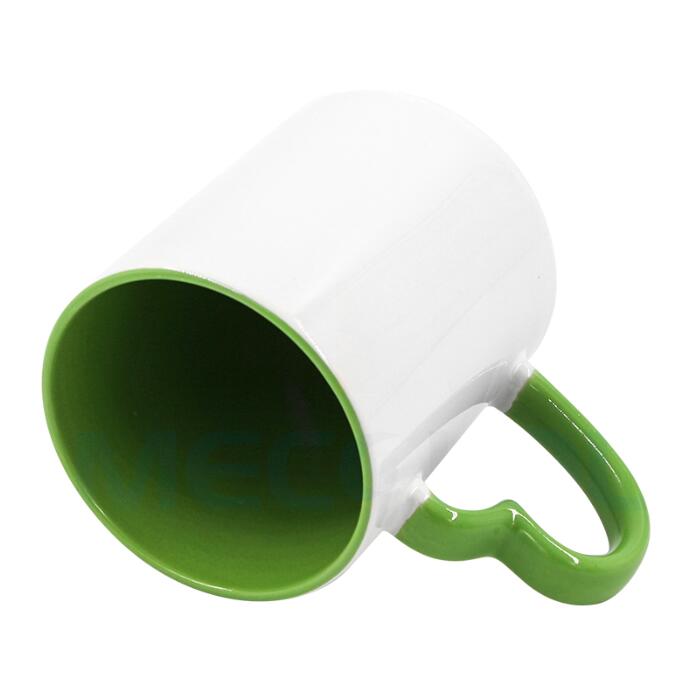11oz Ceramic Mug For Sublimation With Colorful Heart-shaped Handle And Interior