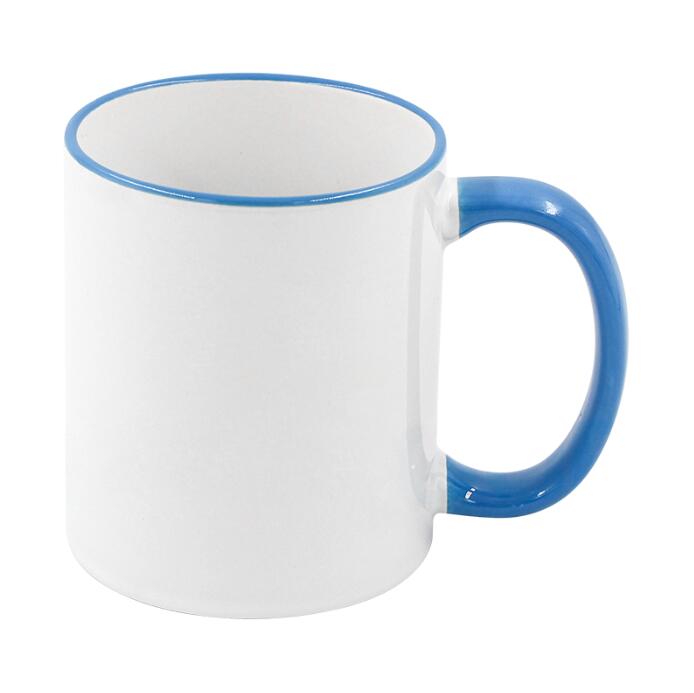 11oz Ceramic Mug For Sublimation - Colorful Border And Handle