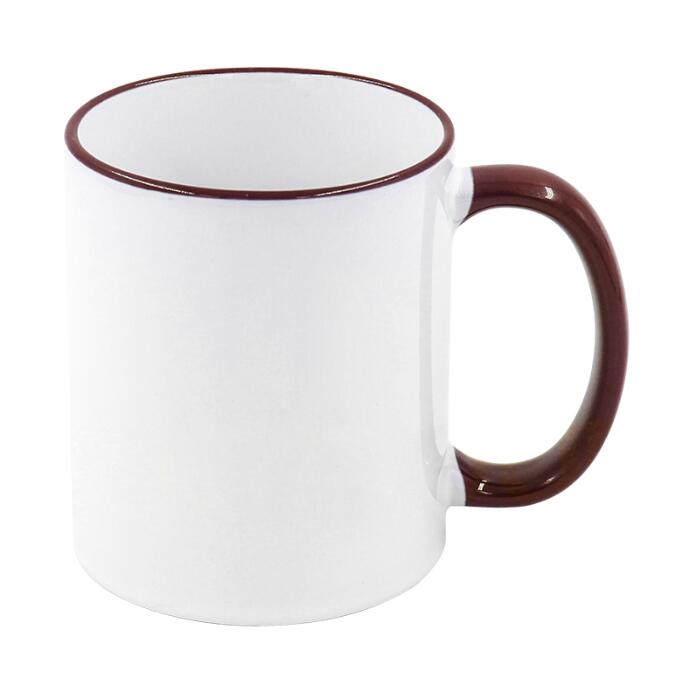 11oz Ceramic Mug For Sublimation - Colorful Border And Handle