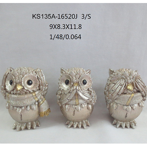3 Piece Christmas See Hear Speak No Evil Wise Owls Figurine Set