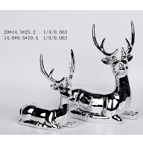 Set Of 2 Lying Reindeer X-mas Festive Home Decoration