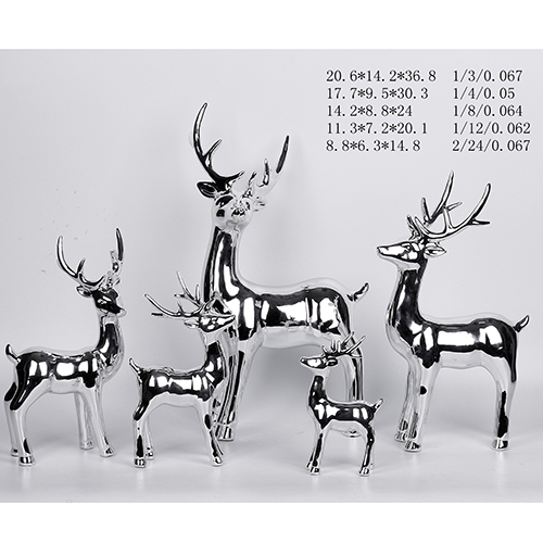 Silvery Electroplated Standing Reindeers Assorment For Christmas Decoration