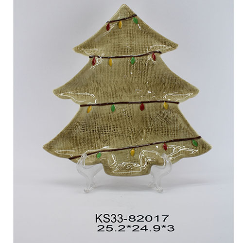Ceramic Decorative  Christmas Tree Shaped Plate