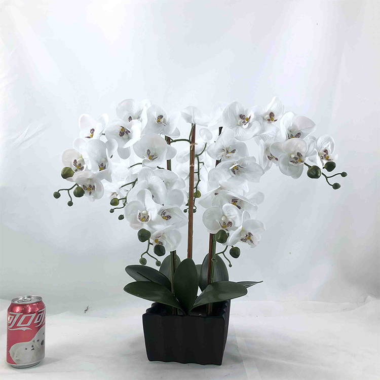 White Faux Artificial Potted Orchids Indoor Use